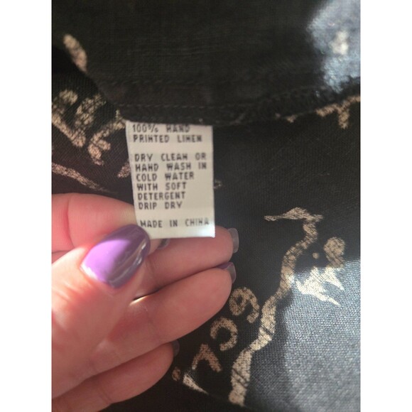 Courtney Washington 100% Linen Printed Long Sleeve Button Up Top Size Large - Picture 6 of 8